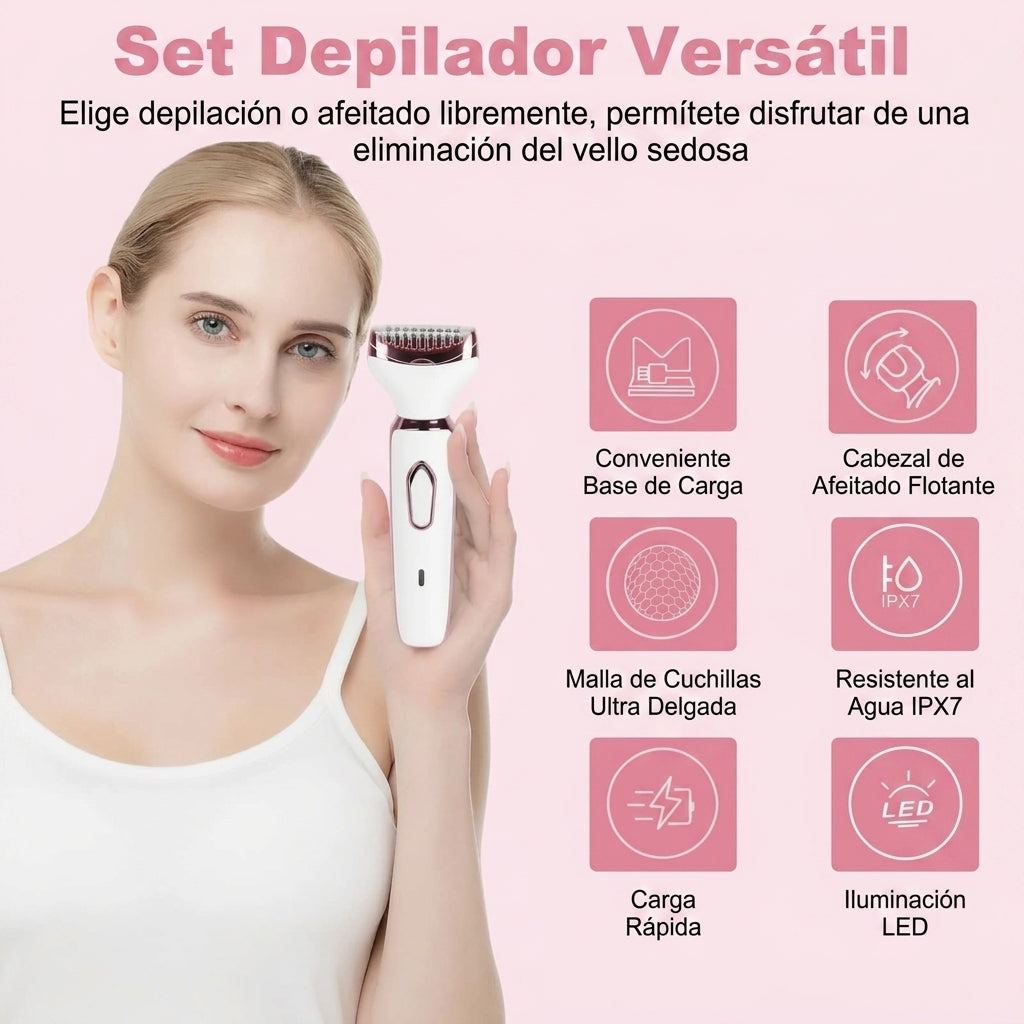 Kit de Depilación 4 en 1 Recargable